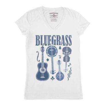 Bluegrass Instrument V-Neck T Shirt - Women's - White