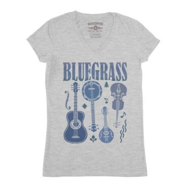 Bluegrass Instrument V-Neck T Shirt - Women's - Athletic Heather