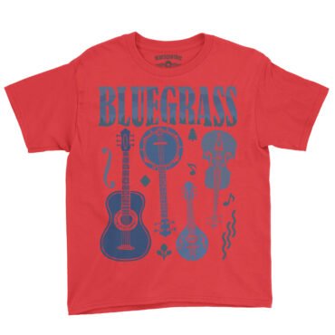 Bluegrass Instrument Youth T-Shirt - Lightweight Children & Toddlers - Red