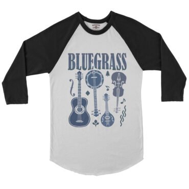 Bluegrass Instrument Baseball T-Shirt - White-Black
