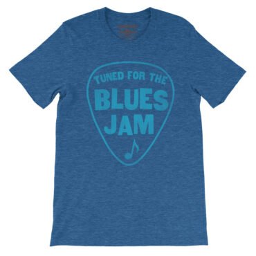 Tuned for the Blues Jam T-Shirt - Lightweight Vintage Style - Heather True Royal
