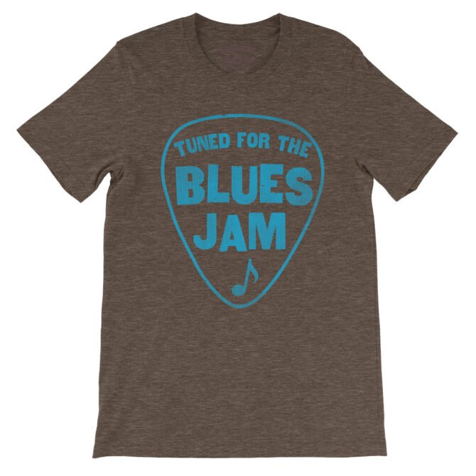 Tuned for the Blues Jam T-Shirt - Lightweight Vintage Style - Heather Brown