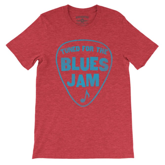 Tuned for the Blues Jam T-Shirt - Lightweight Vintage Style - Heather Red