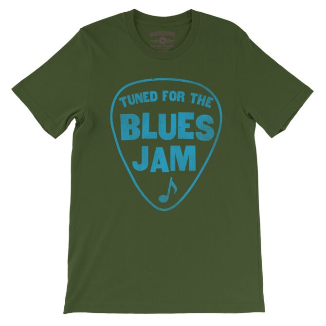 Tuned for the Blues Jam T-Shirt - Lightweight Vintage Style - Olive