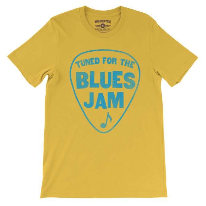 Tuned for the Blues Jam T-Shirt - Lightweight Vintage Style - Maize Yellow