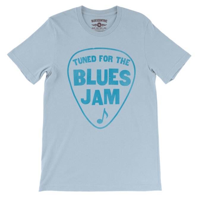Tuned for the Blues Jam T-Shirt - Lightweight Vintage Style - Light Blue