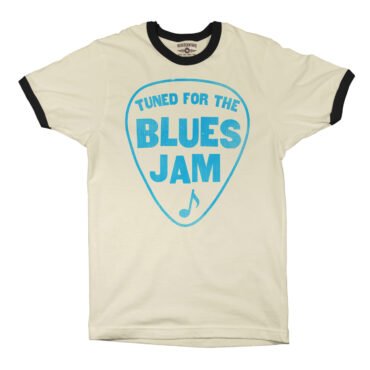 Tuned for the Blues Jam Ringer T-Shirt - Cream-Black