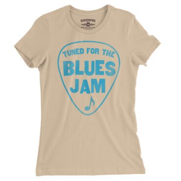 Tuned for the Blues Jam Ladies T-Shirt - Relaxed Fit - Sand Dune