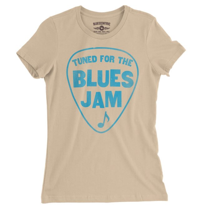 Tuned for the Blues Jam Ladies T-Shirt - Relaxed Fit - Sand Dune