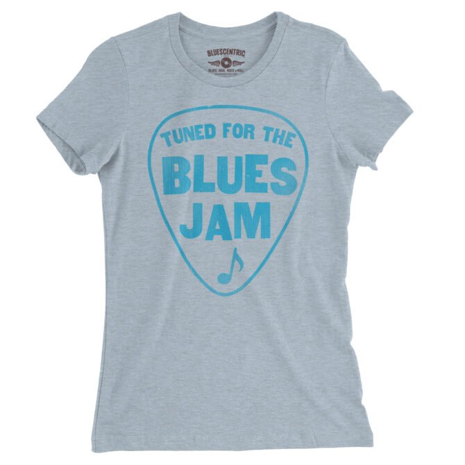 Tuned for the Blues Jam Ladies T-Shirt - Relaxed Fit - Heather Prism Blue