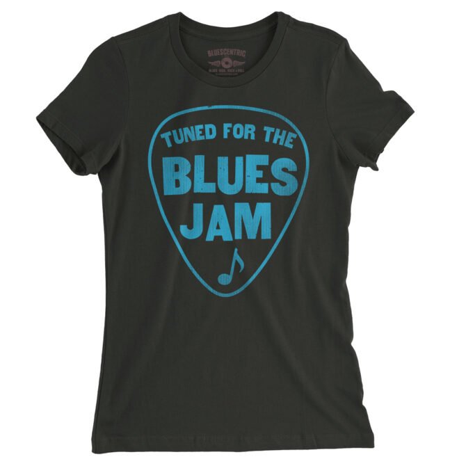Tuned for the Blues Jam Ladies T-Shirt - Relaxed Fit - Vintage Black