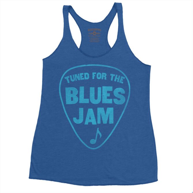 Tuned for the Blues Jam Racerback Tank - Women's - Vintage Royal