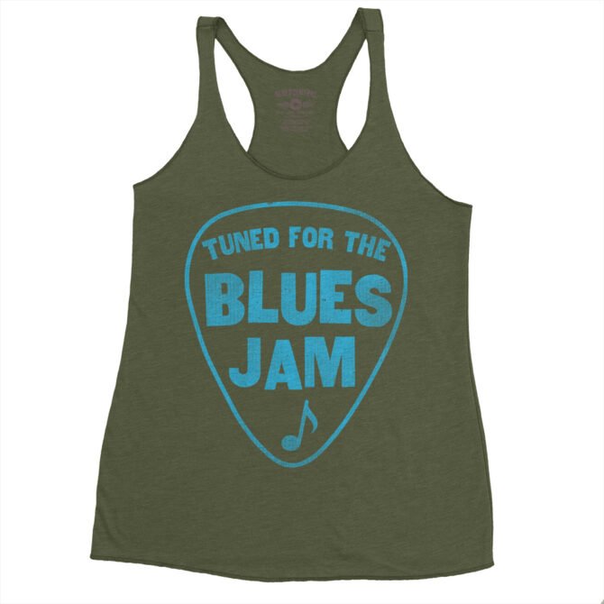 Tuned for the Blues Jam Racerback Tank - Women's - Military Green