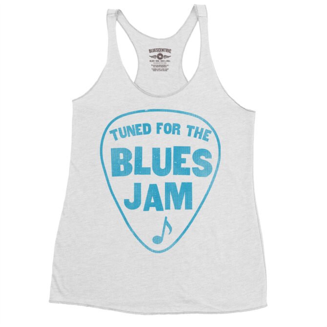 Tuned for the Blues Jam Racerback Tank - Women's - Heather White