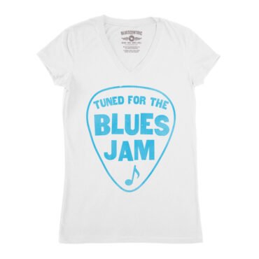 Tuned for the Blues Jam V-Neck T Shirt - Women's - White