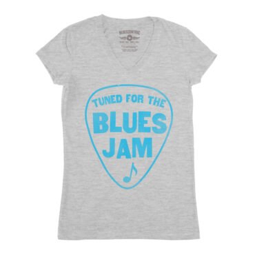 Tuned for the Blues Jam V-Neck T Shirt - Women's - Athletic Heather