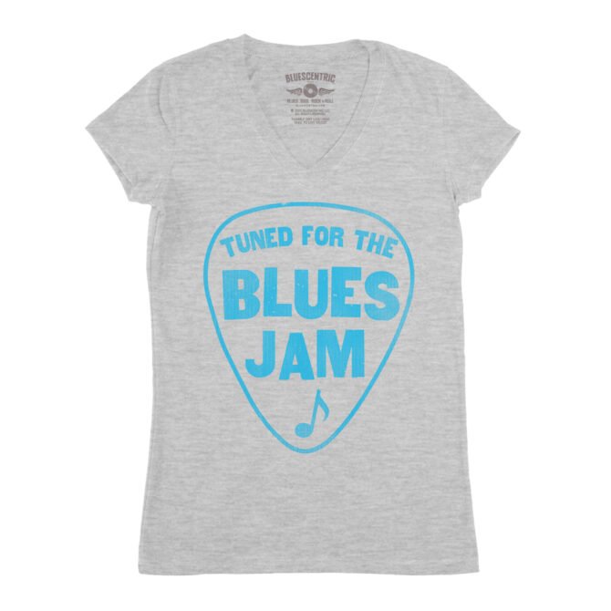 Tuned for the Blues Jam V-Neck T Shirt - Women's - Athletic Heather
