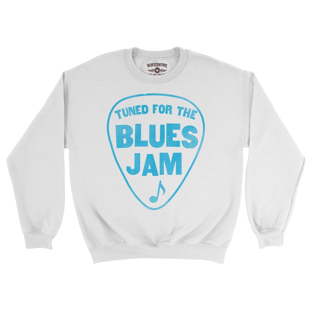 Tuned for the Blues Jam Crewneck Sweatshirt - White