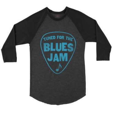 Tuned for the Blues Jam Baseball T-Shirt - Black-HBlack