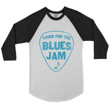 Tuned for the Blues Jam Baseball T-Shirt - White-Black