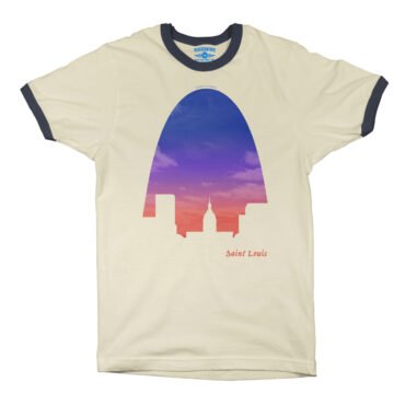 St Louis Arch Evening Sky Ringer T-Shirt in default