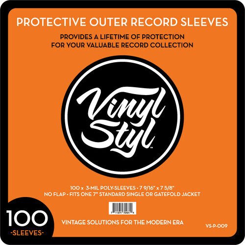 Vinyl Styl® VS-P-009 7 Inch Outer Record Sleeves - Open Top - 100 Count (Clear) Bags / Sleeves (Large Item Exception, Audiophile)