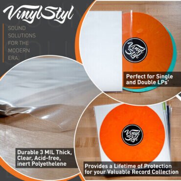 Vinyl Styl®VS-P-012  12 Inch Outer Record Sleeves - Resealable Flap - 50 Count (Clear) Bags / Sleeves (Large Item, Audiophile)