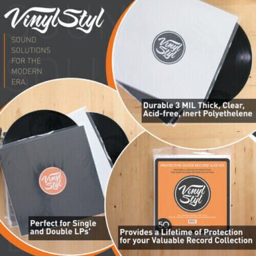 Vinyl Styl® VS-P-016 12 Inch Record Outer Sleeve Polyethylene - 1000 Count Bulk (Clear) Bags / Sleeves (Large Item, Ships in Own Container, Audiophile)