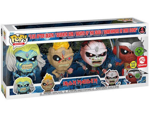 FUNKO POP! ROCKS: Iron Maiden - Eddie 4PK Glow in the Dark Box Set (AE Exclusive) Collectibles (Large Item, Vinyl Figure, Aec Exclusive)