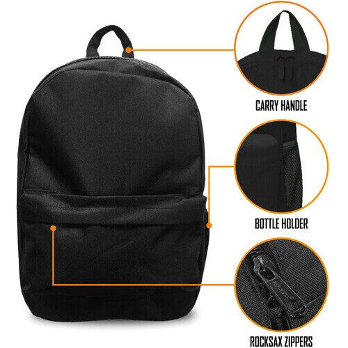 Rocksax - Bowie - Lightning Logo - Classic Backpack with Laptop Pocket (Black) Collectibles (Large Item, Backpack, Collectible)