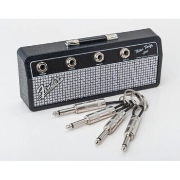Pluginz - Fender - Jack Rack - Black & Silver with 4 Guitar Plug Keychains Collectibles (Keychain / Keyring)