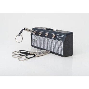 Pluginz - Fender - Jack Rack - Black & Silver with 4 Guitar Plug Keychains Collectibles (Keychain / Keyring)
