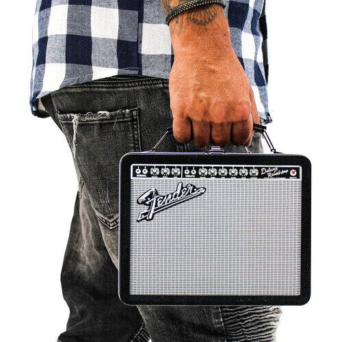 Pluginz - Fender - Tin Lunch / Stash Box - Black Amp with Silver Grill Collectibles (Large Item, Lunchbox)