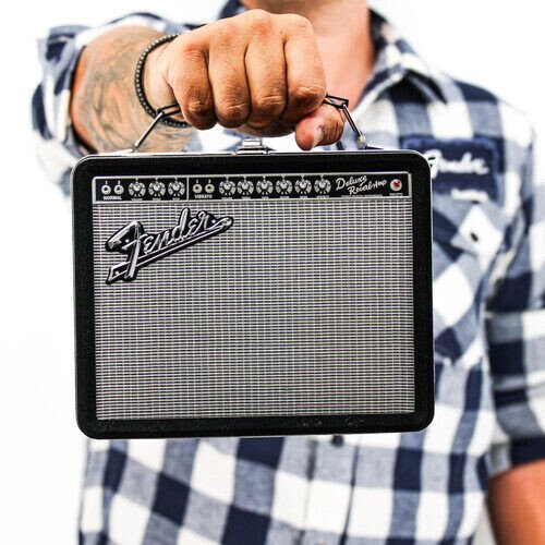 Pluginz - Fender - Tin Lunch / Stash Box - Black Amp with Silver Grill Collectibles (Large Item, Lunchbox)