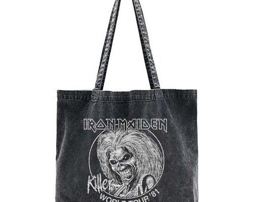 Rocksax-Iron Maiden-Killers World Tour Logo-Vintage Eco-Friendly Tote/Dbl Handle Blck Collectibles (Large Item, Black, Tote / Messenger Bag)
