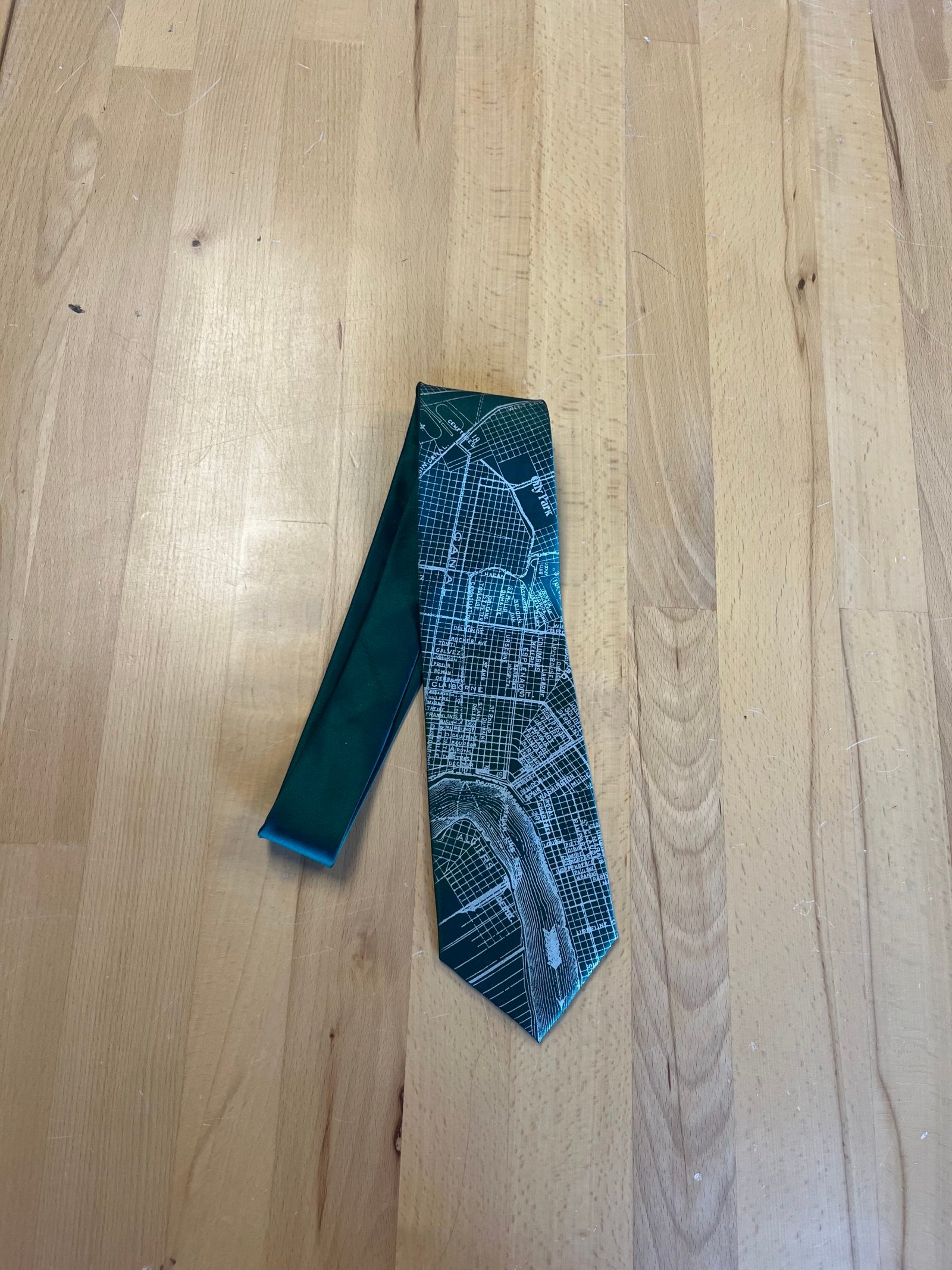 Hand-Printed Novelty Neck-Tie - New Orleans Map