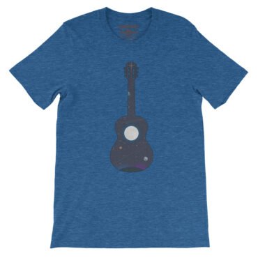 Guitar Moon T-Shirt - Lightweight Vintage Style - Heather True Royal
