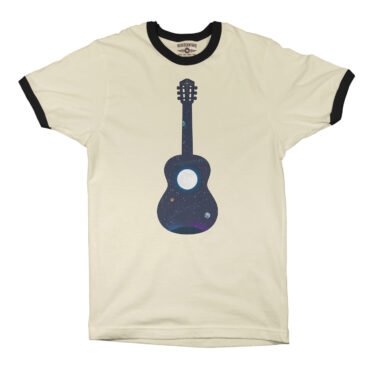 Guitar Moon Ringer T-Shirt - Cream-Black