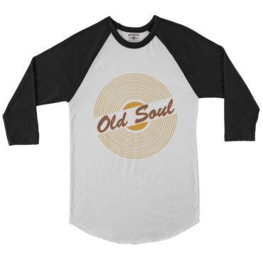 Old Soul Vinyl Record Baseball T-Shirt - White-Black