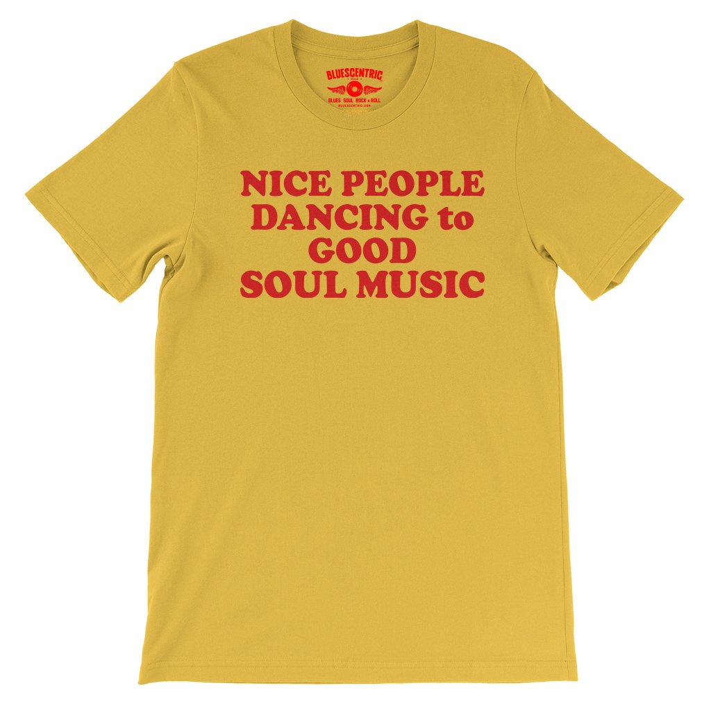Nice People Dancing to Good Soul Music T-Shirt - Lightweight Vintage Style - Maize Yellow