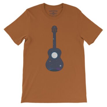 Guitar Moon T-Shirt - Lightweight Vintage Style - Burnt Orange