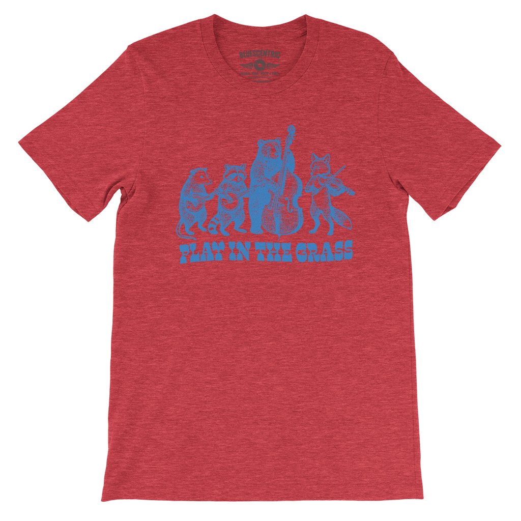 Play In the Grass Bluegrass T-Shirt - Lightweight Vintage Style - Heather Red