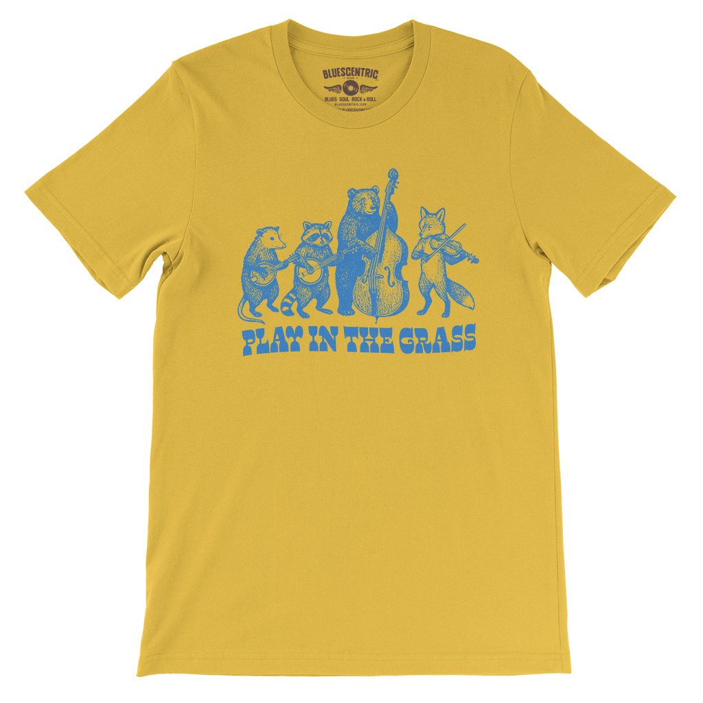 Play In the Grass Bluegrass T-Shirt - Lightweight Vintage Style - Maize Yellow