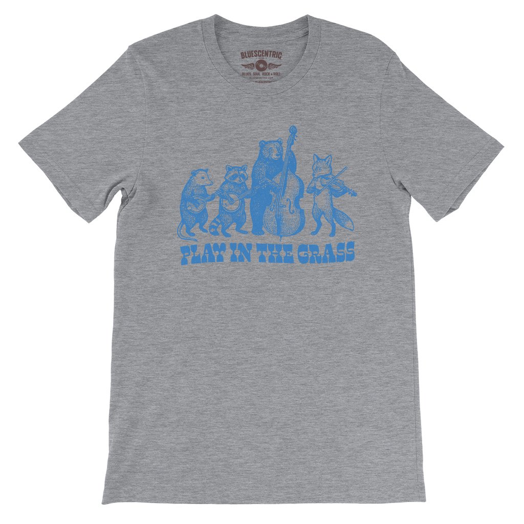Play In the Grass Bluegrass T-Shirt - Lightweight Vintage Style - Athletic Heather