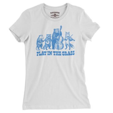 Play In the Grass Bluegrass Ladies T-Shirt - Relaxed Fit - White