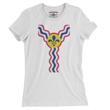 St Louis Flag Pattern Ladies T-Shirt - Relaxed Fit - White