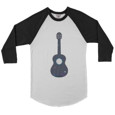 Guitar Moon Baseball T-Shirt - White-Black