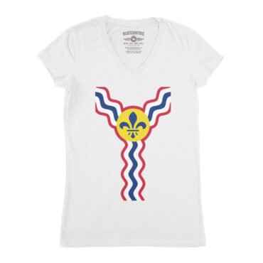 St Louis Flag Pattern V-Neck T Shirt - Women's - White