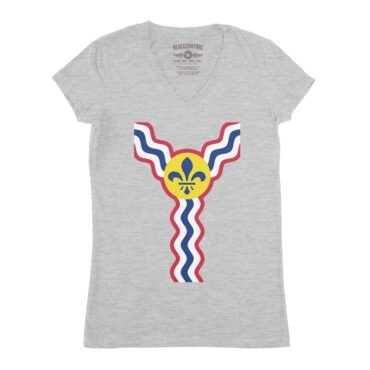 St Louis Flag Pattern V-Neck T Shirt - Women's - Athletic Heather