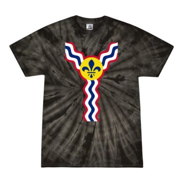 St Louis Flag Pattern Tie-Dye T-Shirt - Black - 5XL